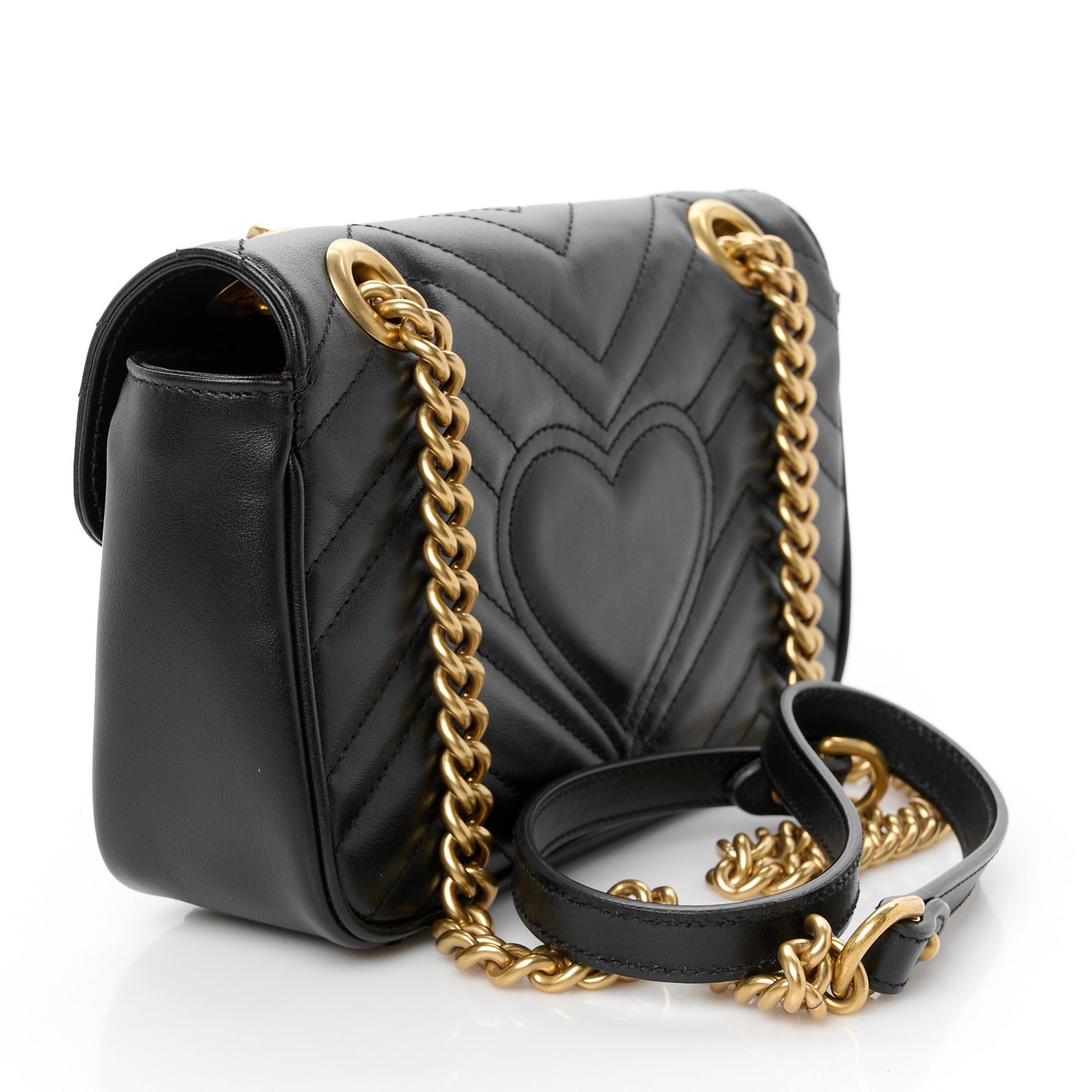 Calfskin Matelasse Mini GG Marmont Shoulder Bag Black