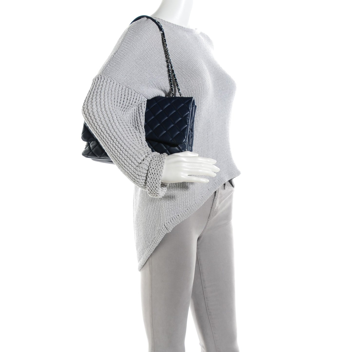 Lambskin Quilted Jumbo Chanel 3 Flap Navy