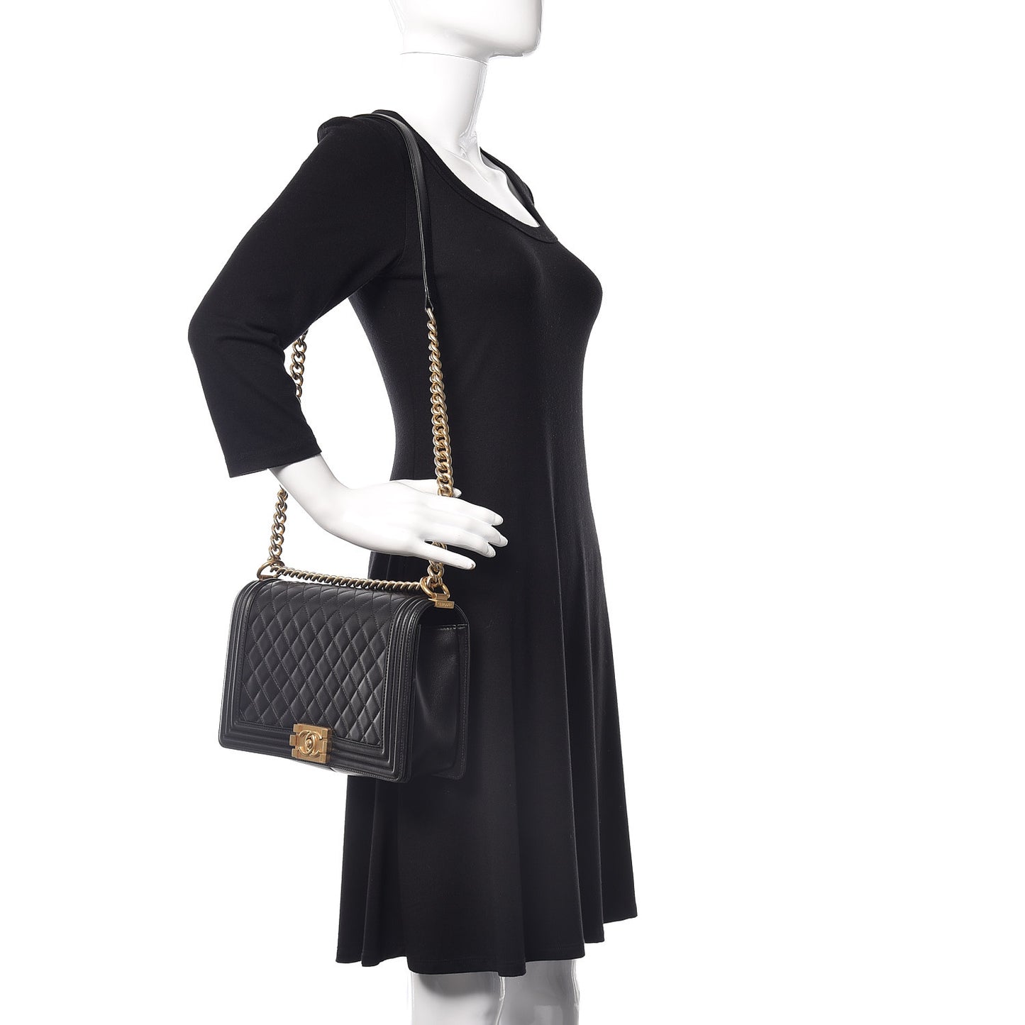 Lambskin Quilted New Medium Boy Flap Black