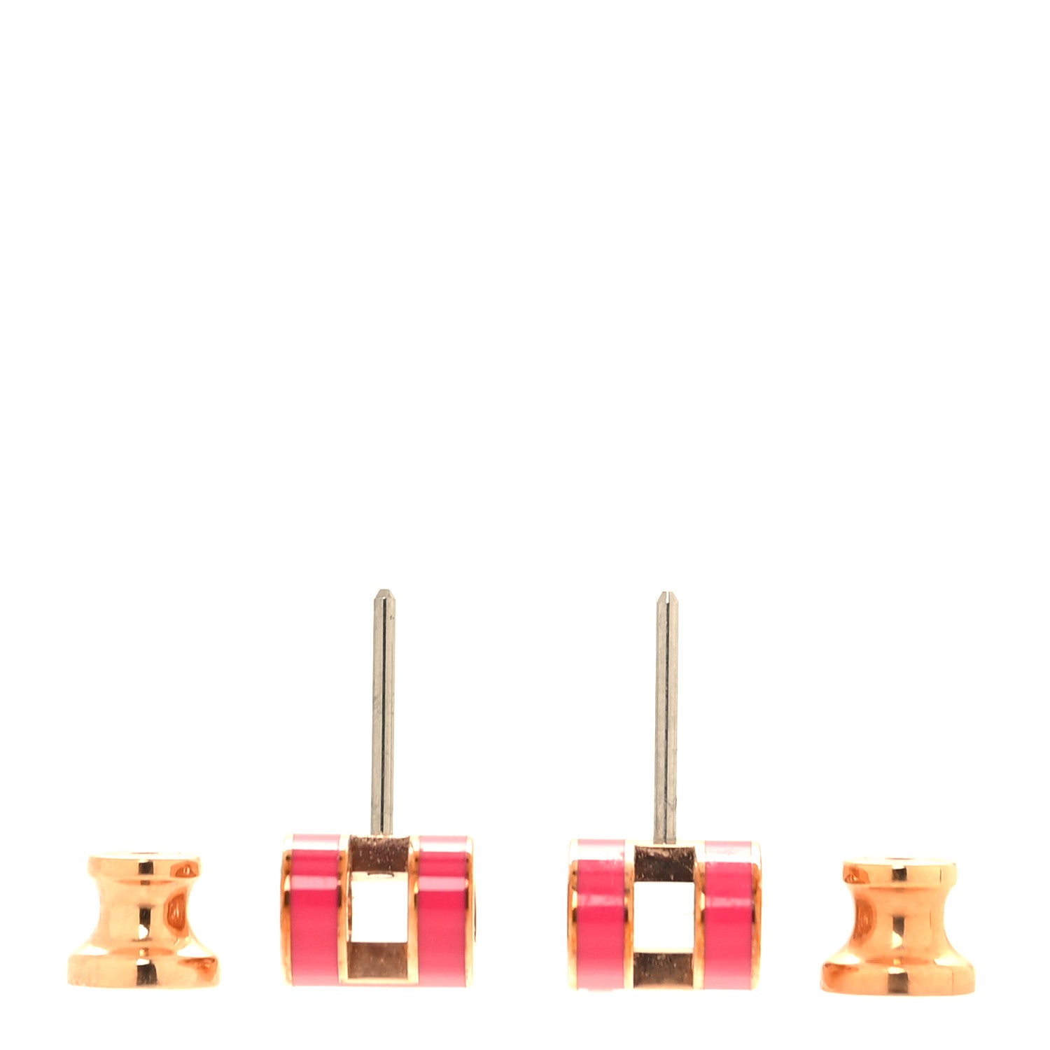 Hermes Rose Gold Lacquered Mini Pop H Earrings Rose Extreme 3 of 6