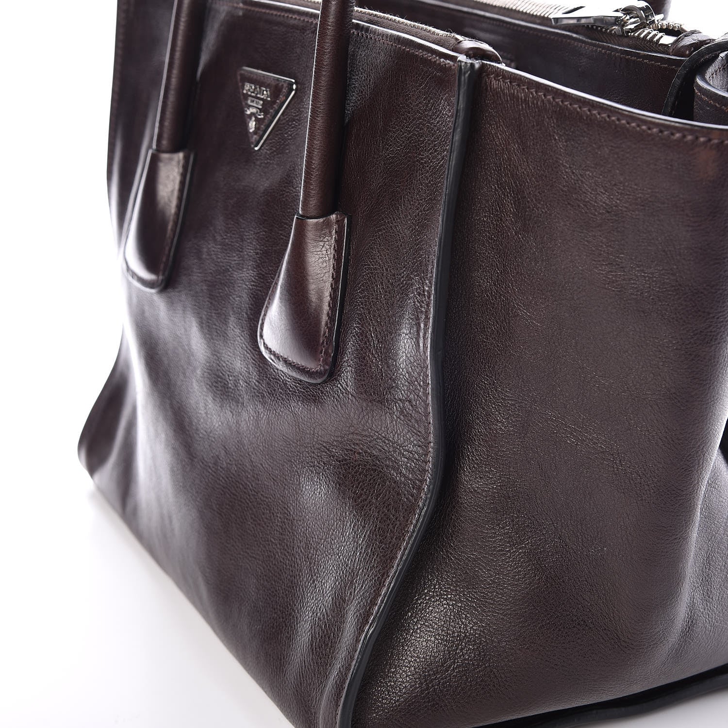 Prada Glace Calfskin Twin Pocket Tote Moro 9 of 16