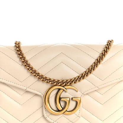 Gucci Calfskin Matelasse Mini GG Marmont Chain Wallet Mystic White 8 of 12