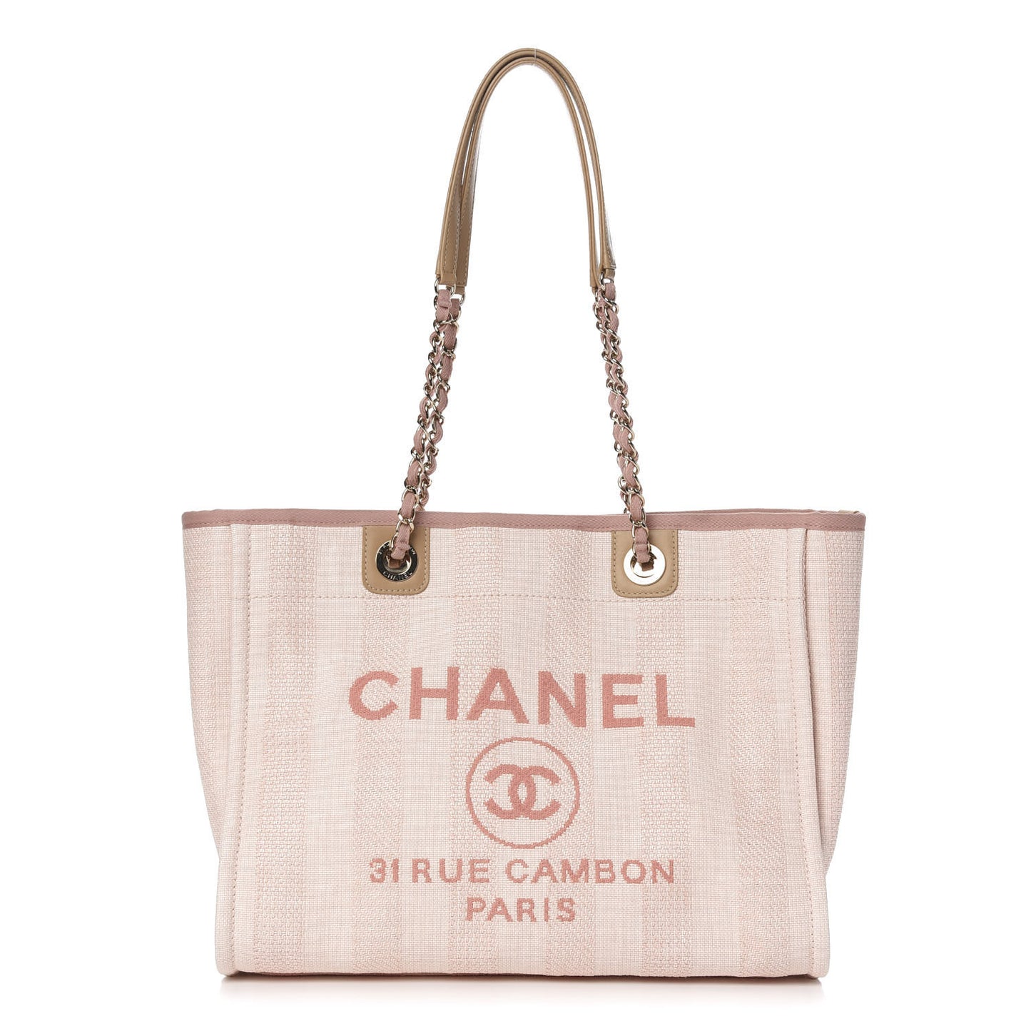 Mixed Fibers Striped Small Deauville Tote Light Pink