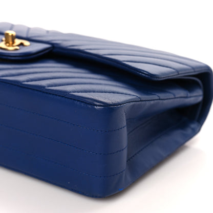 Chanel Lambskin Chevron Quilted Medium Double Flap Blue 9 of 11