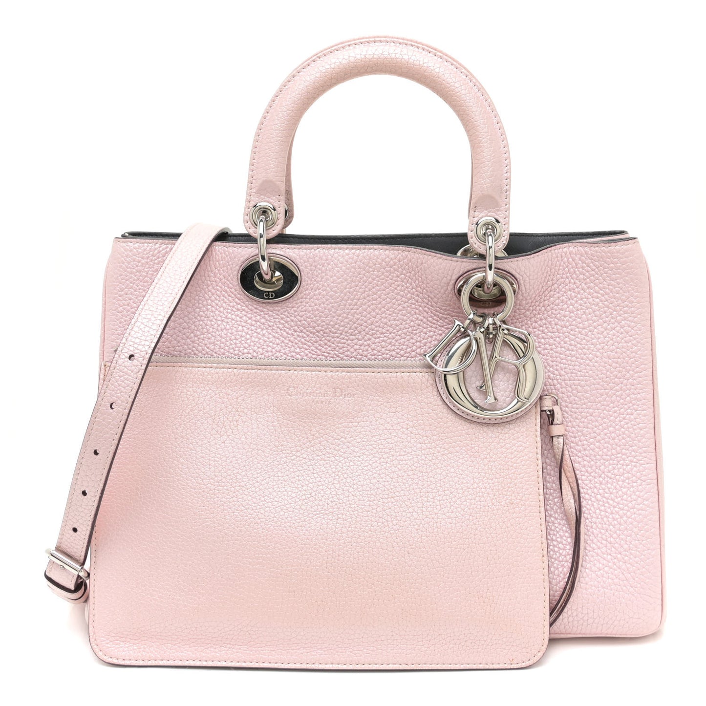 Metallic Bullcalf Medium Diorissimo Tote Pink