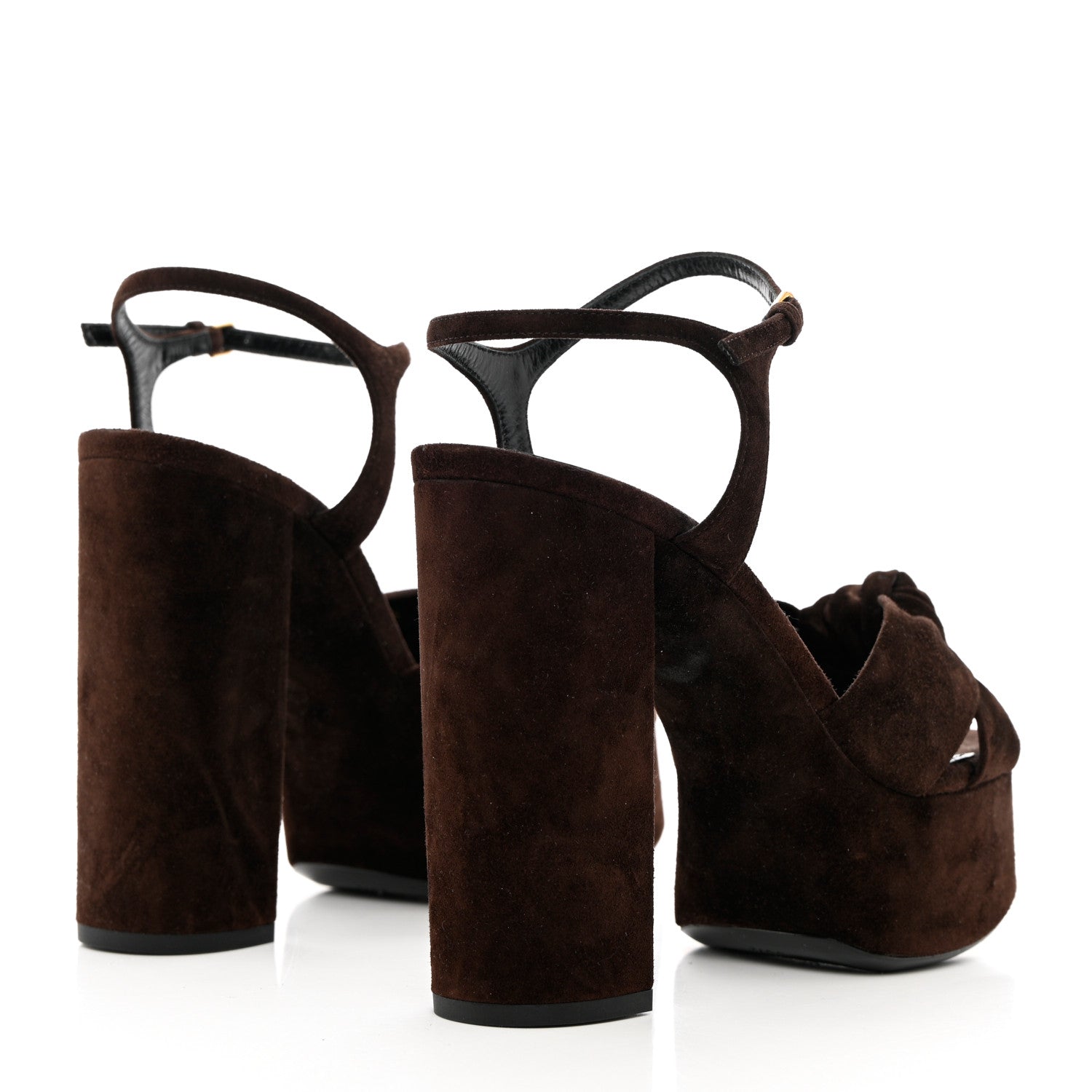 Saint Laurent Suede Bianca 85 Platform Sandals 38.5 Brown 4 of 11