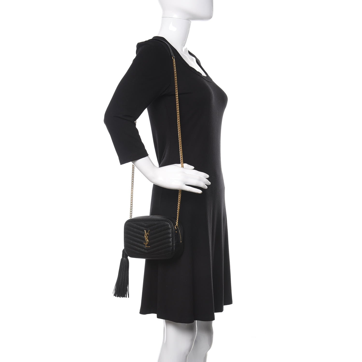 Saint Laurent Grain De Poudre Matelasse Monogram Mini Lou Camera Bag Black 2 of 10