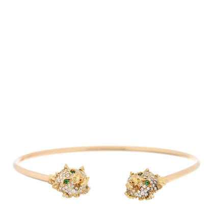 Gucci 18K Yellow Gold Diamond Tsavorite Marche des Merveilles Tiger Cuff Bracelet 1 of 4