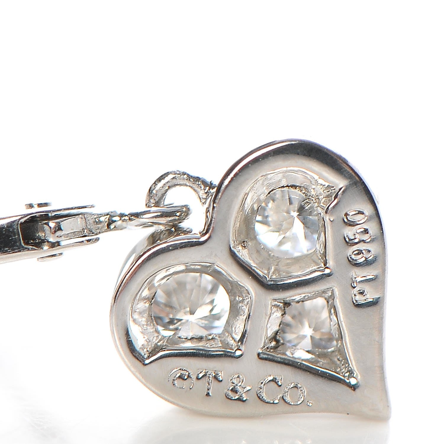 Tiffany Platinum Diamond Heart Drop Earrings 6 of 6