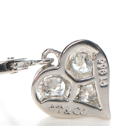 Tiffany Platinum Diamond Heart Drop Earrings 6 of 6