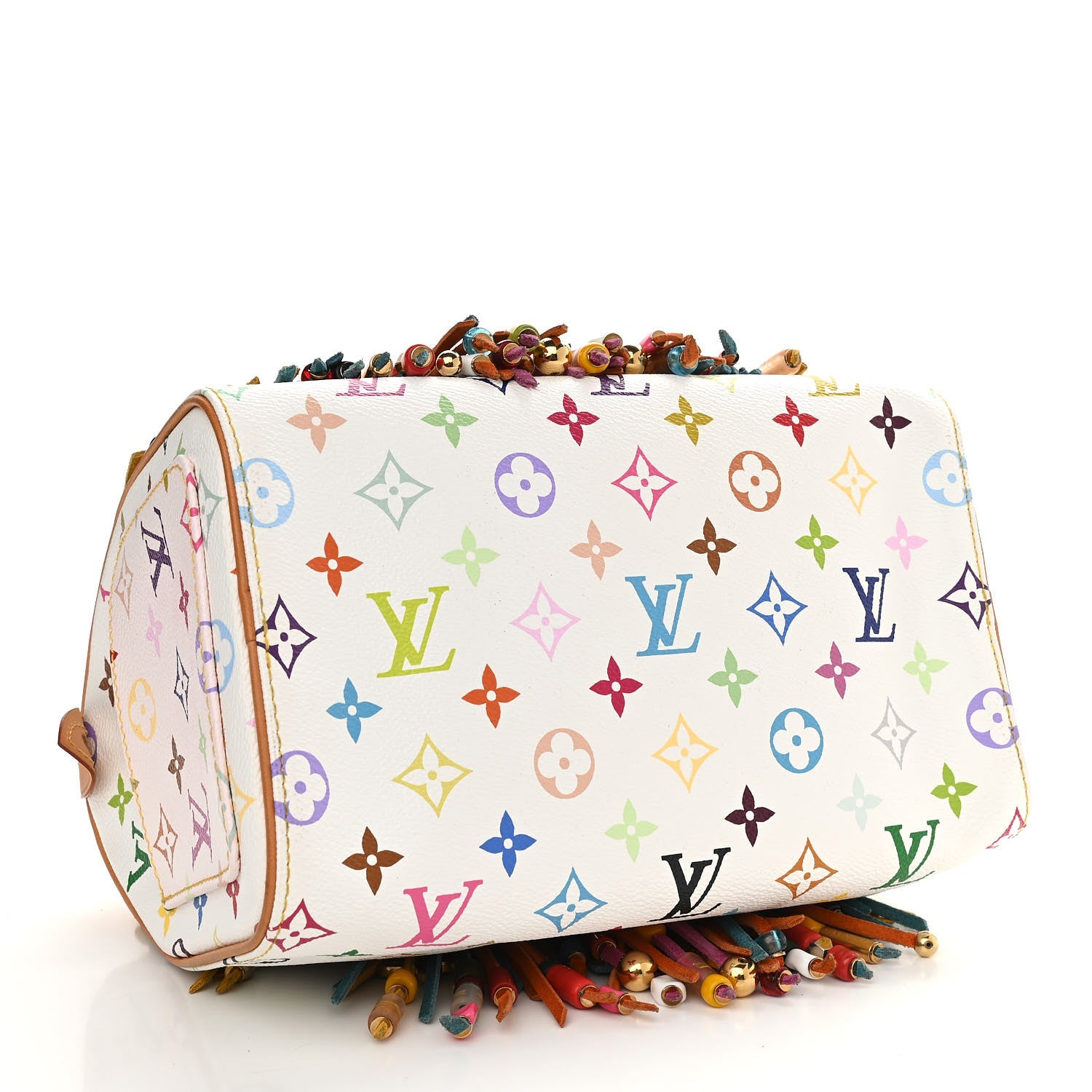 Louis Vuitton Monogram Multicolor Fringe Speedy 25 White 3 of 11