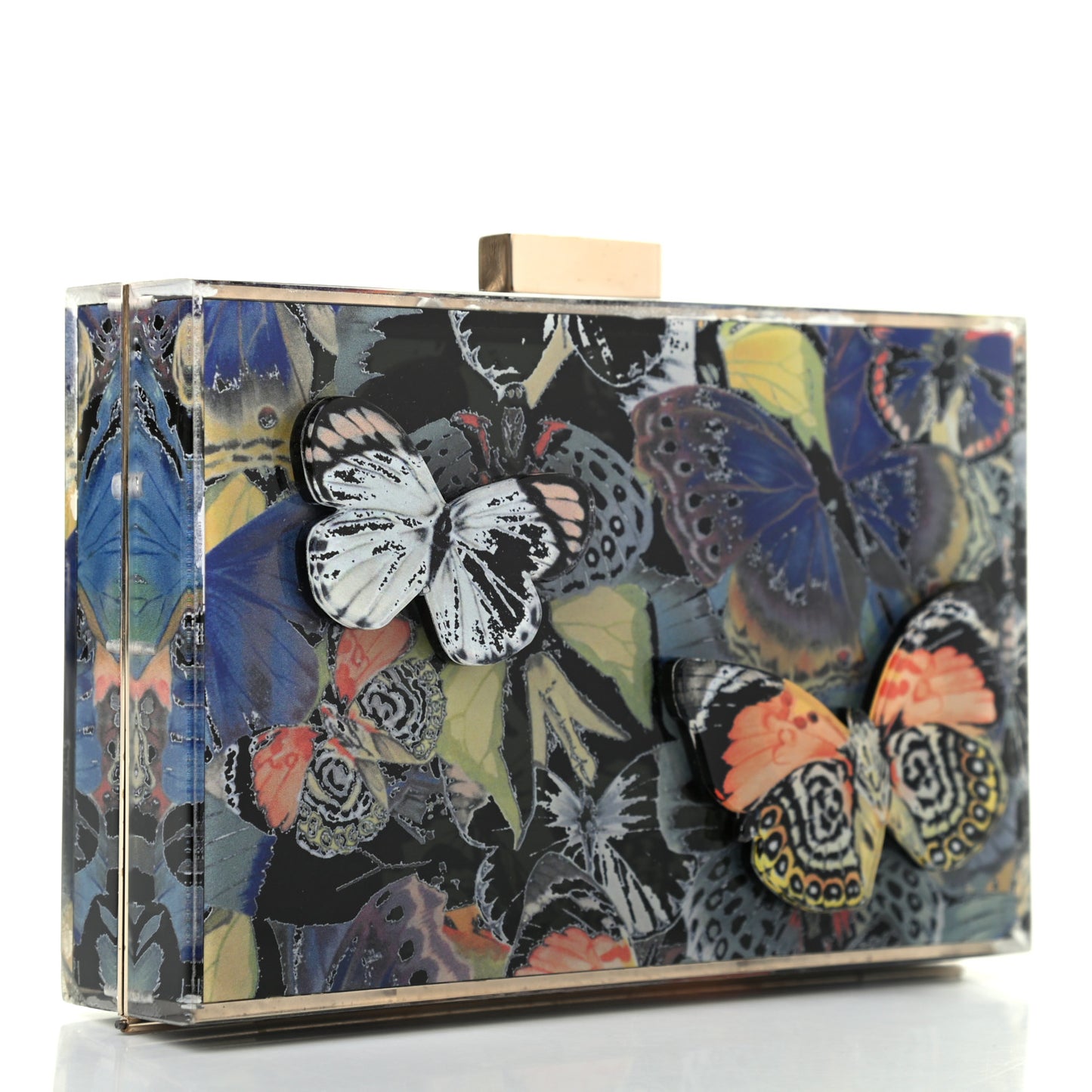 Plexiglass Camubutterfly Minaudiere Bag Multicolor