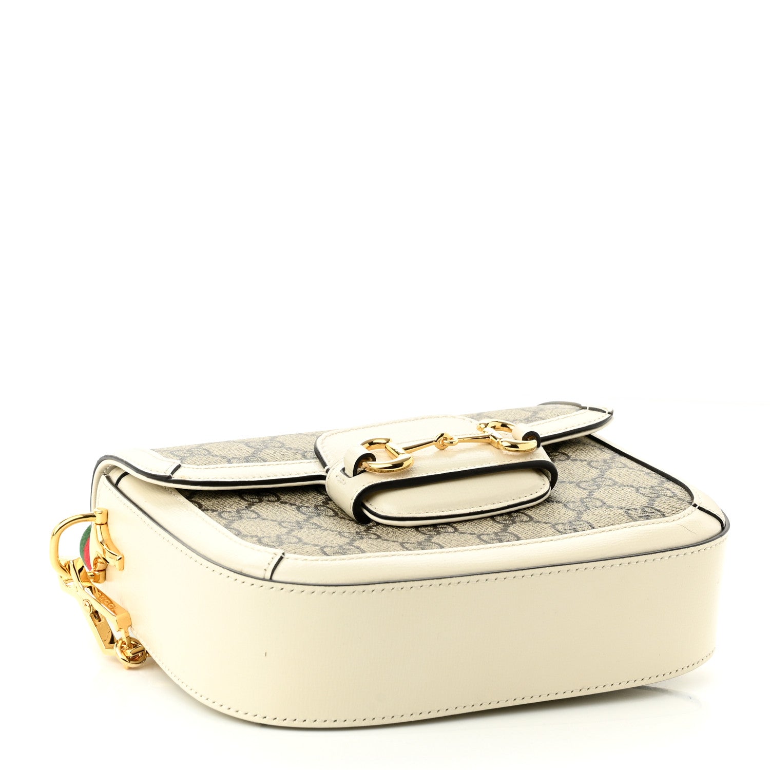 Gucci GG Supreme Monogram Web Mini Horsebit 1955 Shoulder Bag Beige Mystic White 5 of 13