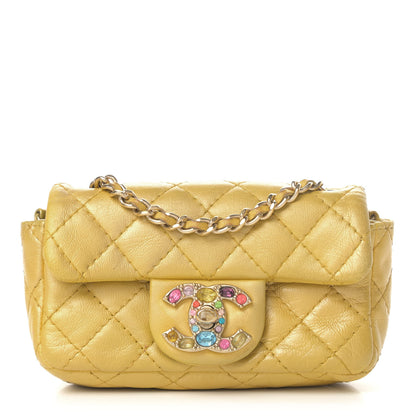 Chanel Iridescent Lambskin Quilted Extra Mini Precious Jewel Flap Yellow 1 of 6