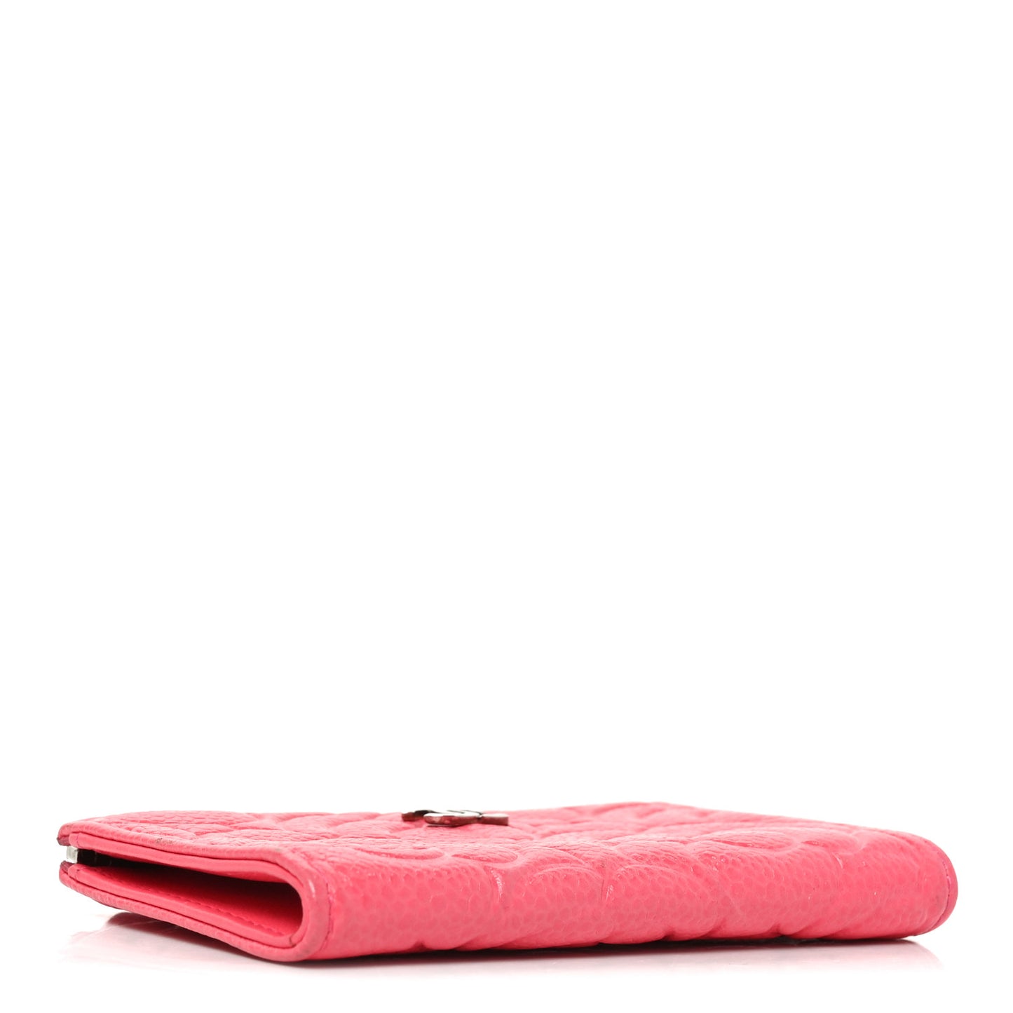 Caviar Camellia Embossed Key Holder Case Pink