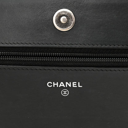 Chanel Caviar Chevron Quilted Boy Wallet On Chain WOC Black 6 of 12