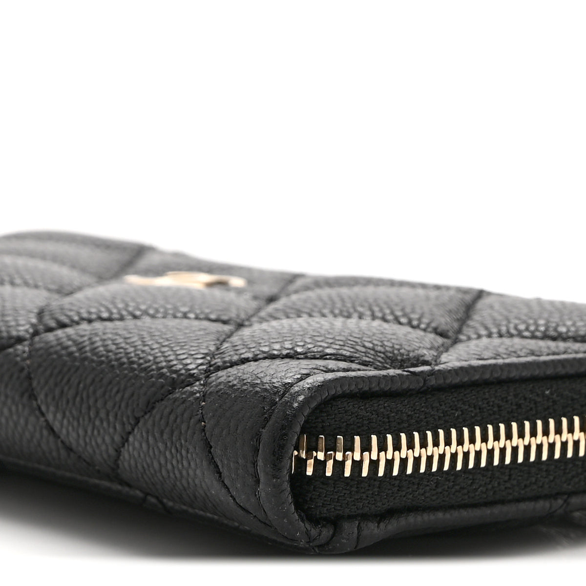 Caviar Quilted CC Zip Around Card Holder Black