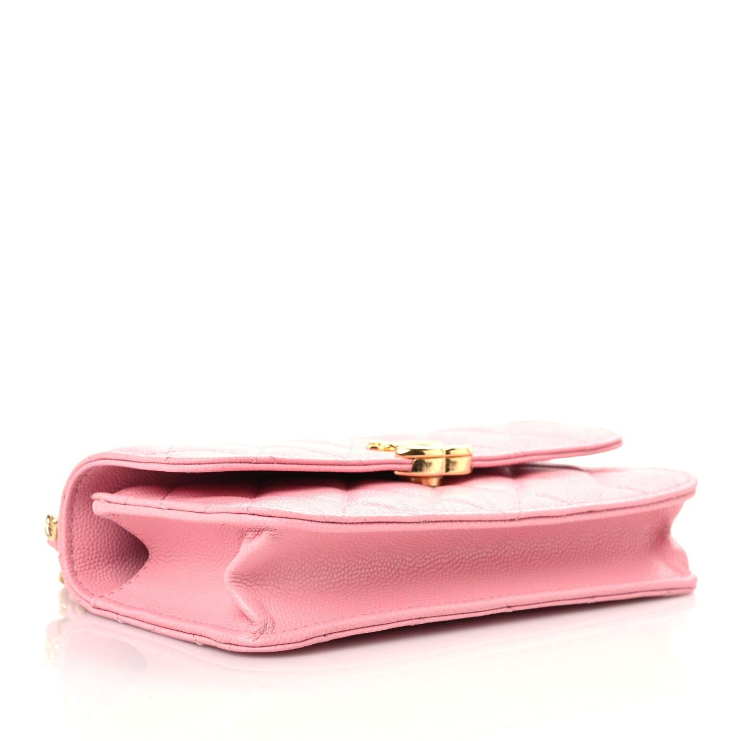Caviar Quilted Flap Phone Holder With Chain Light Pink