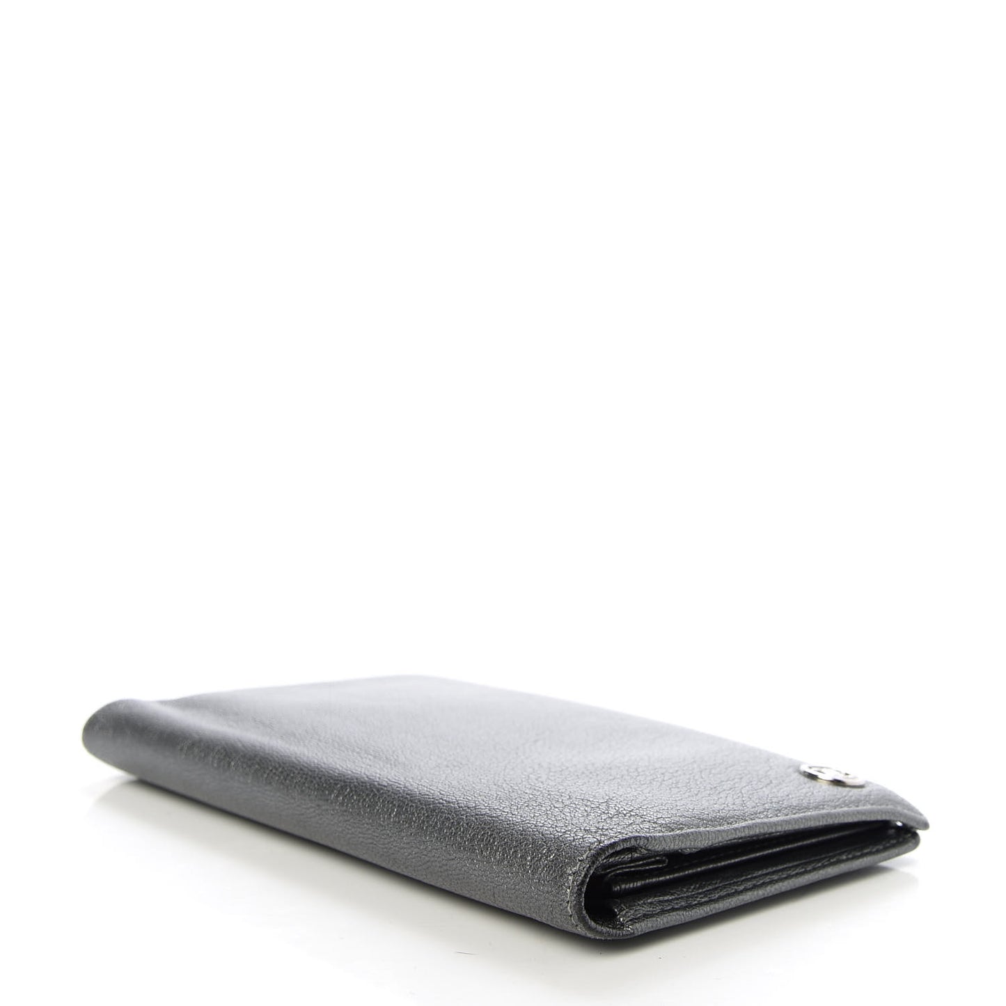Metallic Goatskin CC Yen Wallet Silver