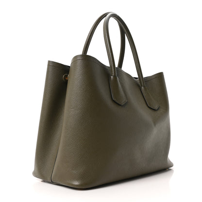 Prada Saffiano Cuir Large Double Bag Militaire 3 of 11