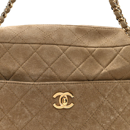 Chanel Suede Calfskin Quilted Camerissimo Camera Case Dark Khaki 8 of 10