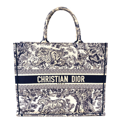 Christian Dior Canvas Embroidered Large Dioriviera Toile De Jouy Book Tote Blue 1 of 10