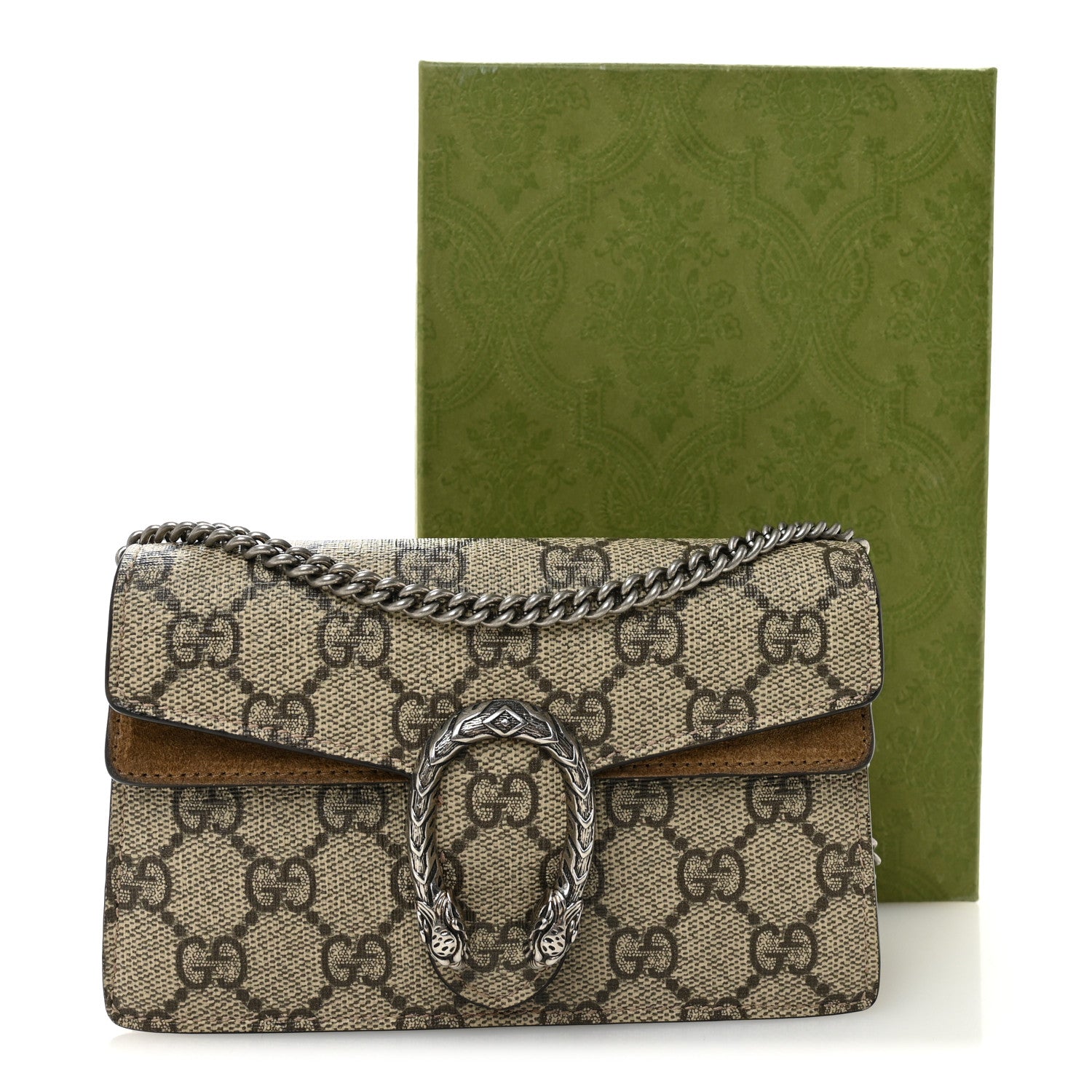 Gucci GG Supreme Monogram Super Mini Dionysus Shoulder Bag Taupe