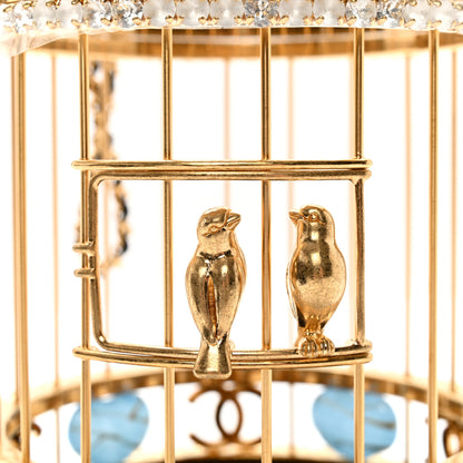 Chanel Metal Crystal Enamel CC Love Bird Cage Minaudiere Clutch Gold Multicolor 9 of 13