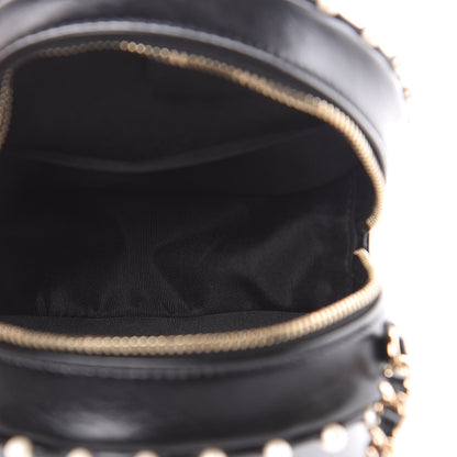 Chanel Calfskin Quilted Pearl Round Clutch With Chain Black 5 of 11