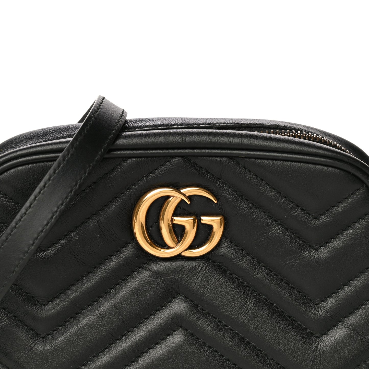Calfskin Matelasse Mini GG Marmont Chain Shoulder Bag Black