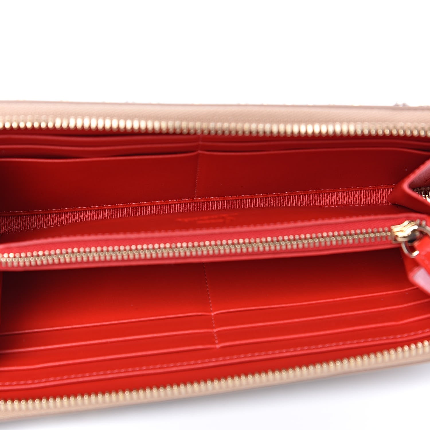 Christian Louboutin Calfskin Mix Chevron Spikes Panettone Zip Around Wallet Dune 5 of 7