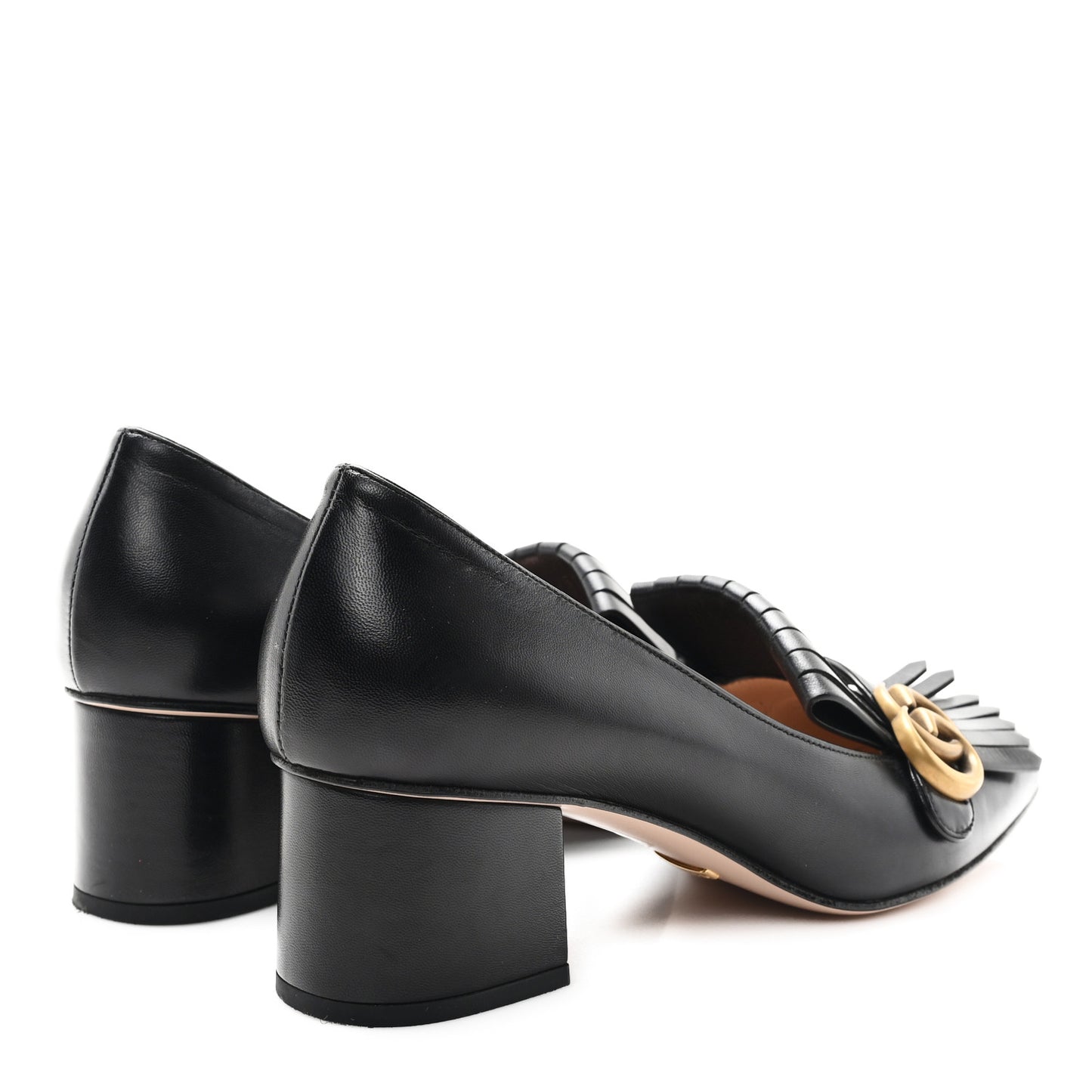Malaga Kid GG Marmont Fringe 50mm Loafer Pumps 40.5 Black