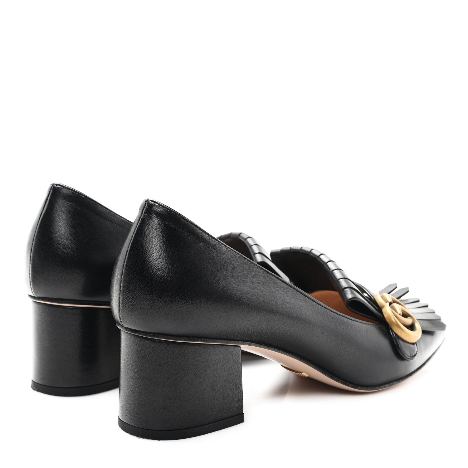 Gucci Malaga Kid GG Marmont Fringe 50mm Loafer Pumps 40.5 Black 5 of 9