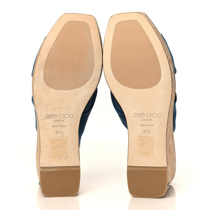 Jimmy Choo Suede Narisa 90 Wedge Mules 38.5 Blue 5 of 8