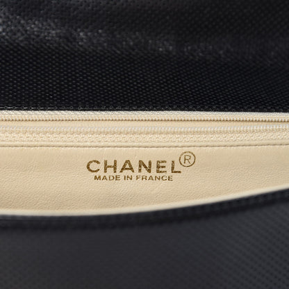 Chanel Lambskin Perforated Medium Single Flap Bag Black White 6 of 11