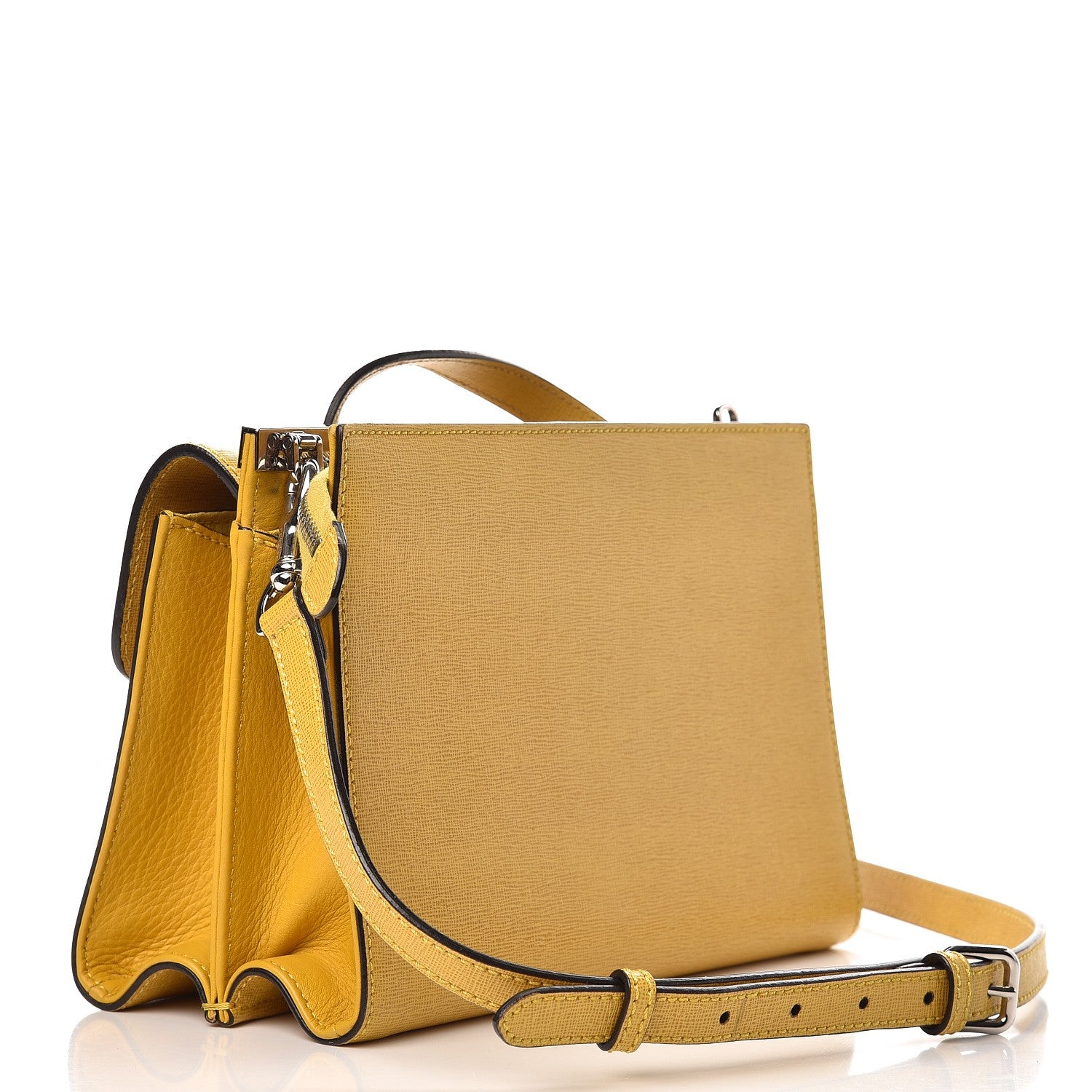Fendi Vitello Elite Flamingo Mini Demi Jour Shoulder Bag Mustard 3 of 8