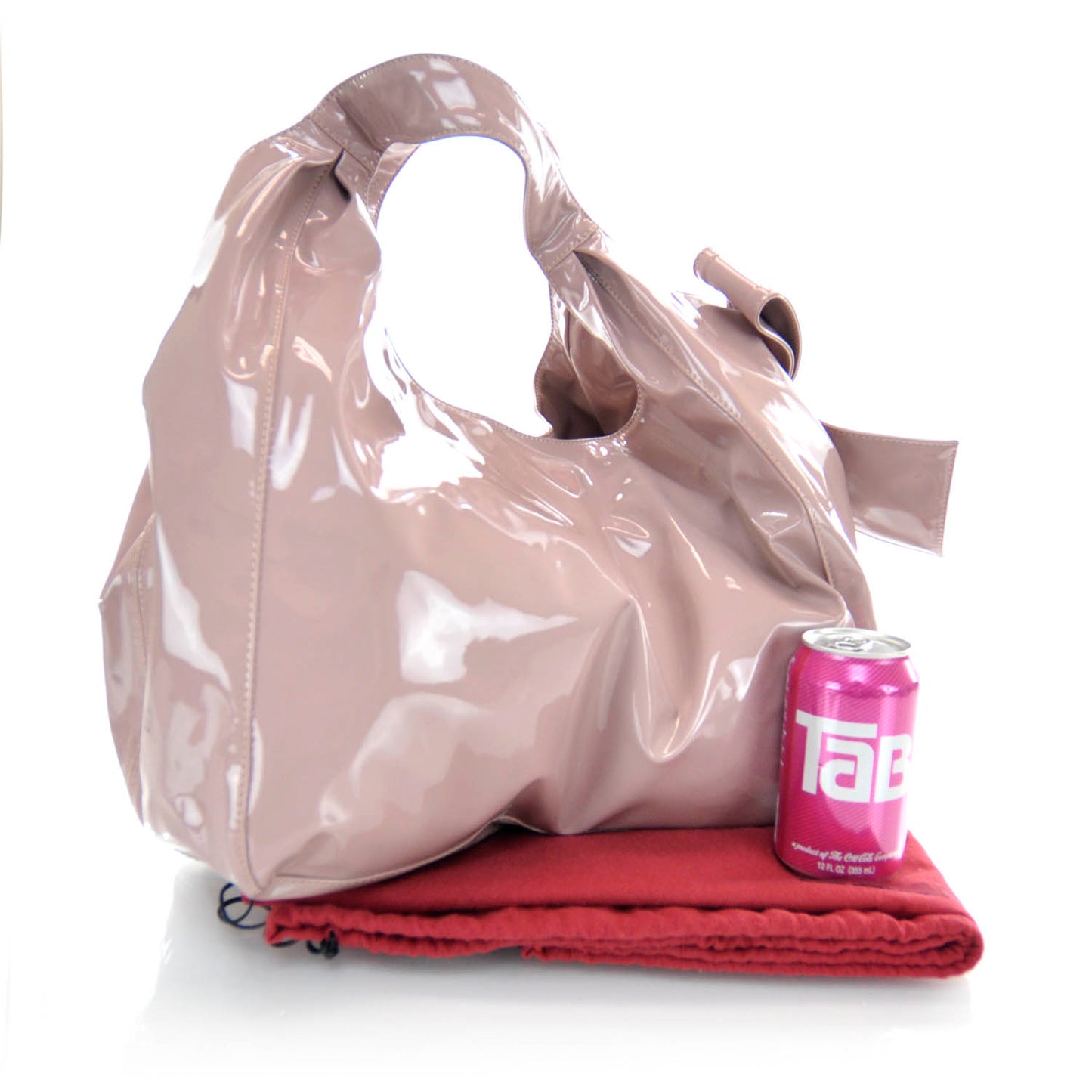 Patent Lacca Large Nuage Bow Hobo Blush