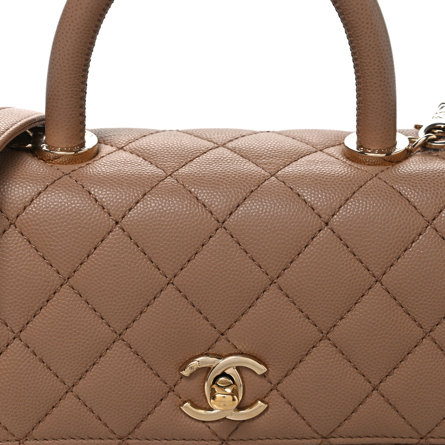 Chanel Caviar Quilted Mini Coco Handle Flap Beige 8 of 11