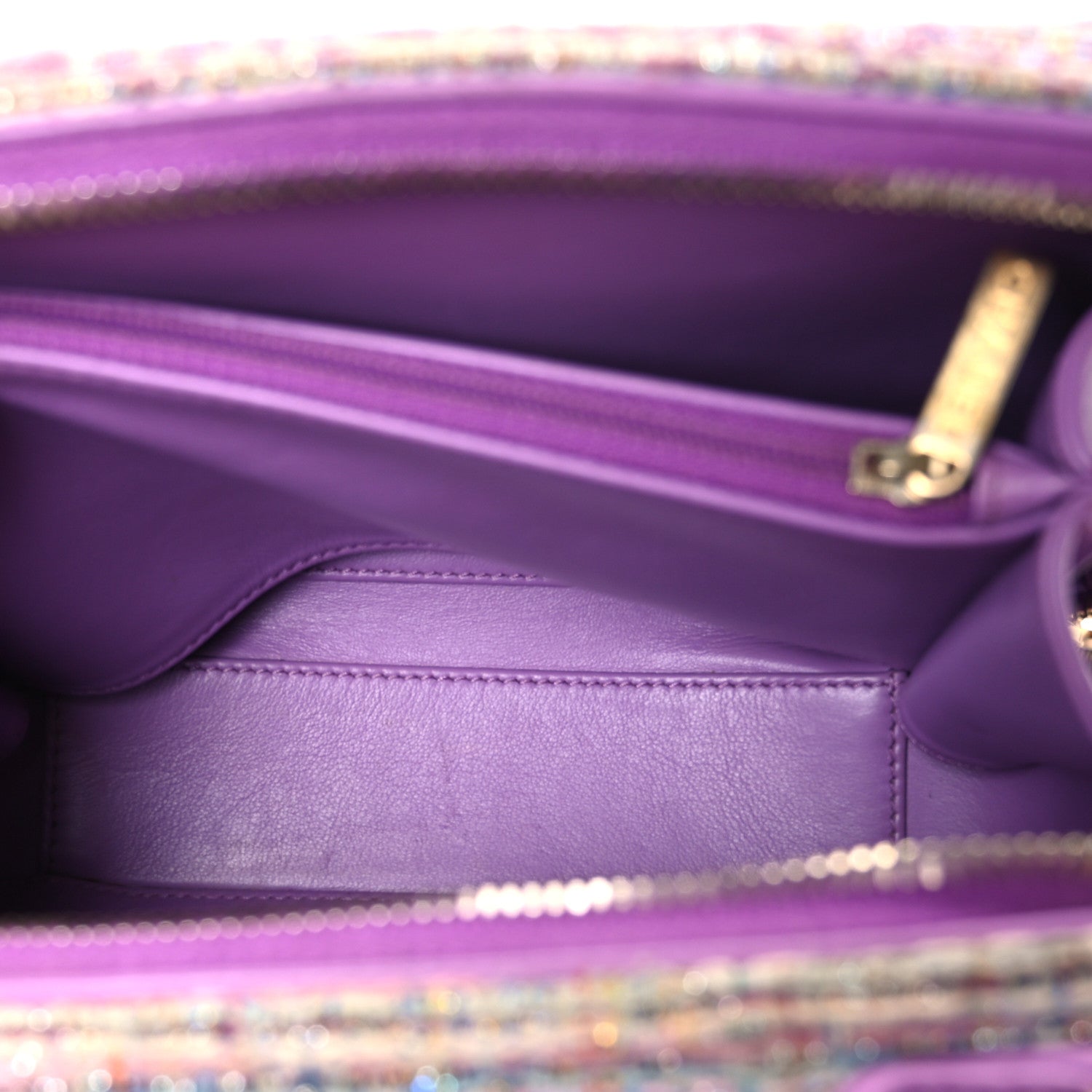 Chanel Tweed Quilted Medium CC Filigree Vanity Case Purple Multicolor 4 of 9