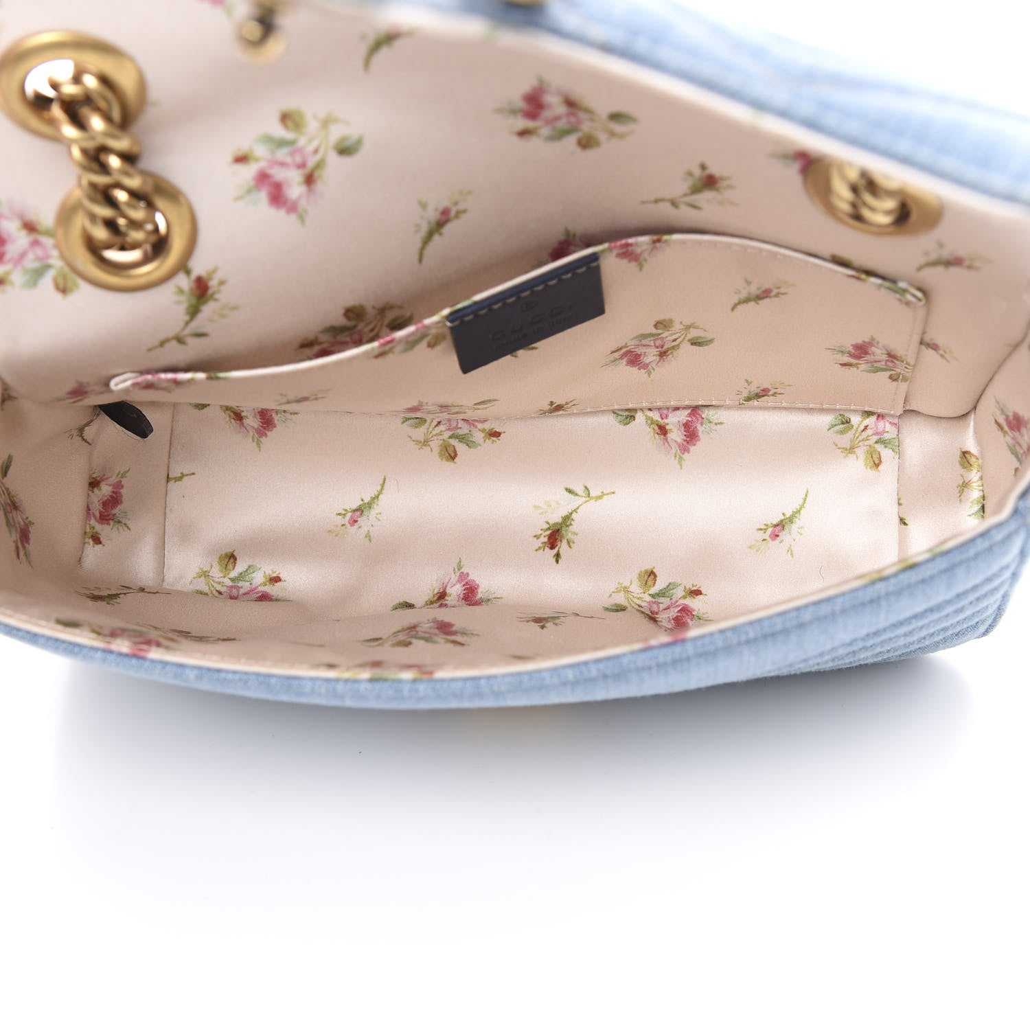 Gucci Denim Matelasse Mini Pearly GG Marmont Shoulder Bag Blue 5 of 10