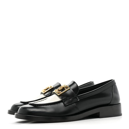Chanel Shiny Calfskin CC Loafers Black White 38 Black White 3 of 11