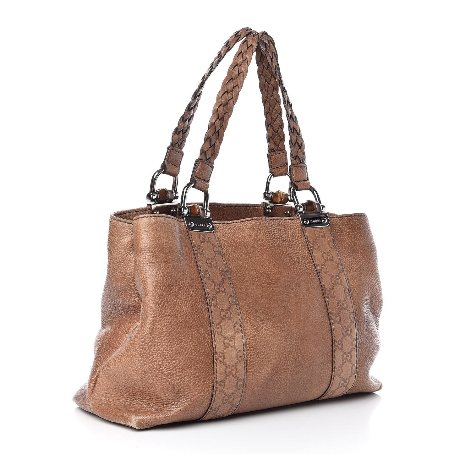Calfskin Medium Bamboo Bar Tote Bag Brown