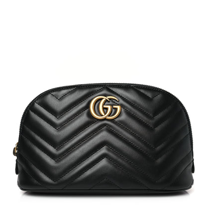 Gucci Calfskin Matelasse Large GG Marmont Pouch Cosmetic Case Black 1 of 10