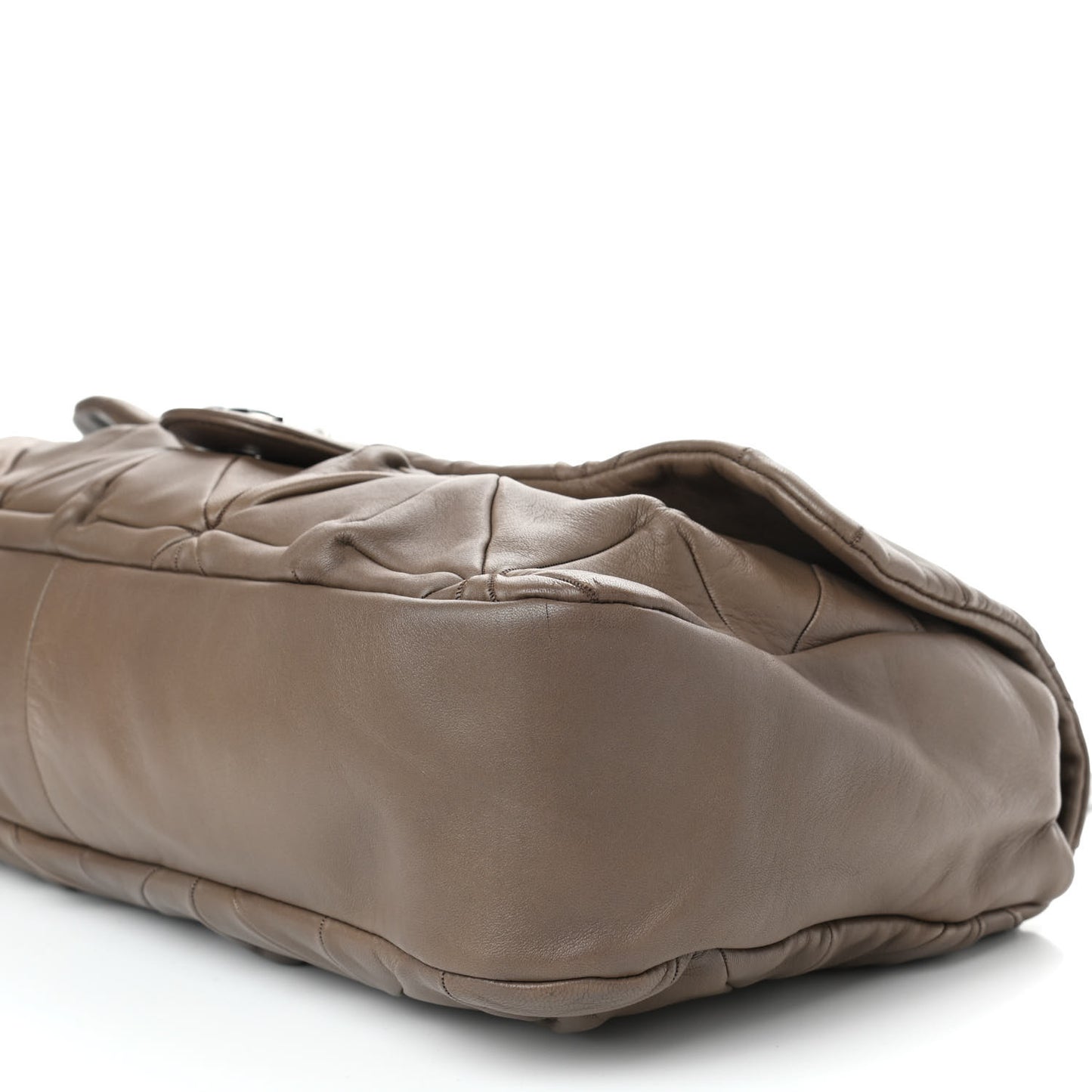 Lambskin Quilted Jumbo Origami Soft Squares Flap Khaki