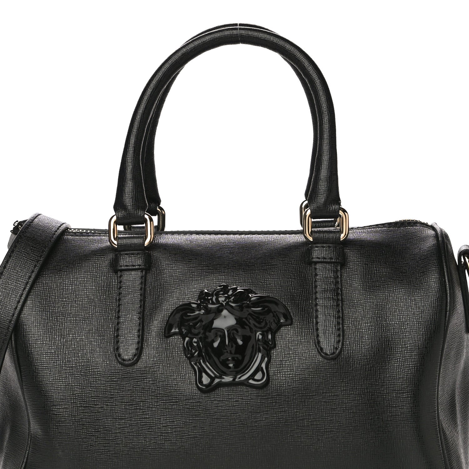 Versace Saffiano Calfskin Palazzo Duffle Bag Black 9 of 19