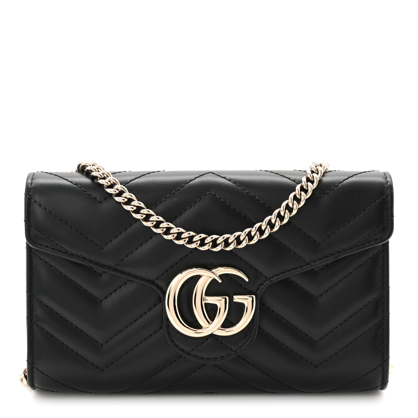 Calfskin Matelasse GG Marmont Wallet on Chain Black