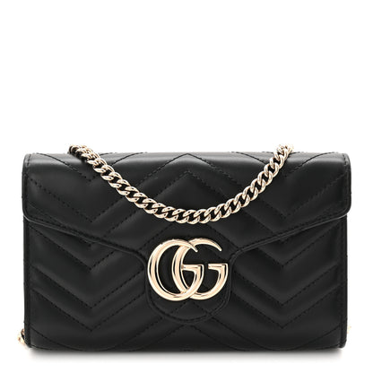 Gucci Calfskin Matelasse GG Marmont Wallet on Chain Black 2 of 19