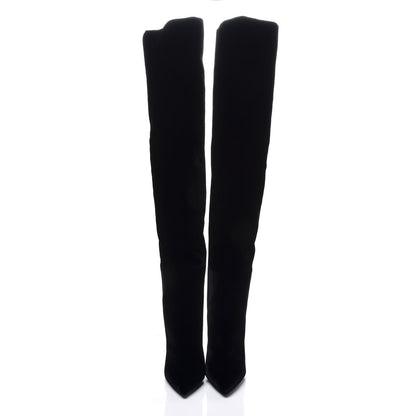 Saint Laurent Velvet Niki 105 Thigh High Boots 35 Black 2 of 7