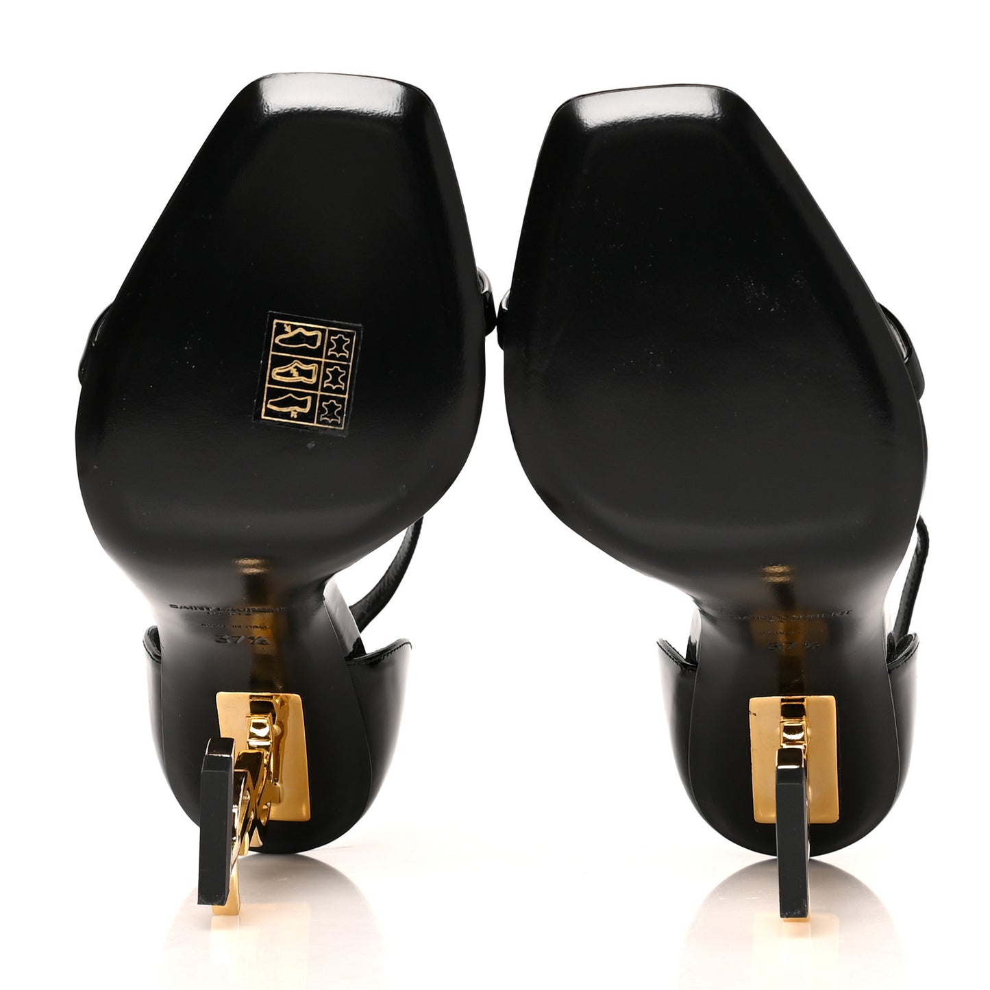 Patent Calfskin Opyum 110 Sandals 37.5 Black Gold