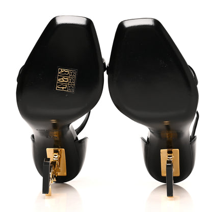 Saint Laurent Patent Calfskin Opyum 110 Sandals 37.5 Black Gold 5 of 7